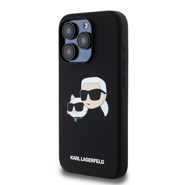 MagSafe hoesje voor Apple iPhone 15 Pro Max, Karl Lagerfeld, Silicone Karl & Choupette, Zwart