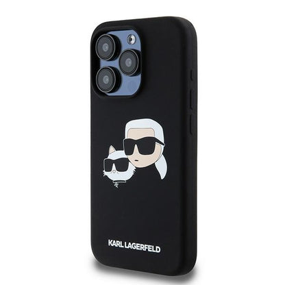 MagSafe hoesje voor Apple iPhone 15 Pro Max, Karl Lagerfeld, Silicone Karl & Choupette, Zwart