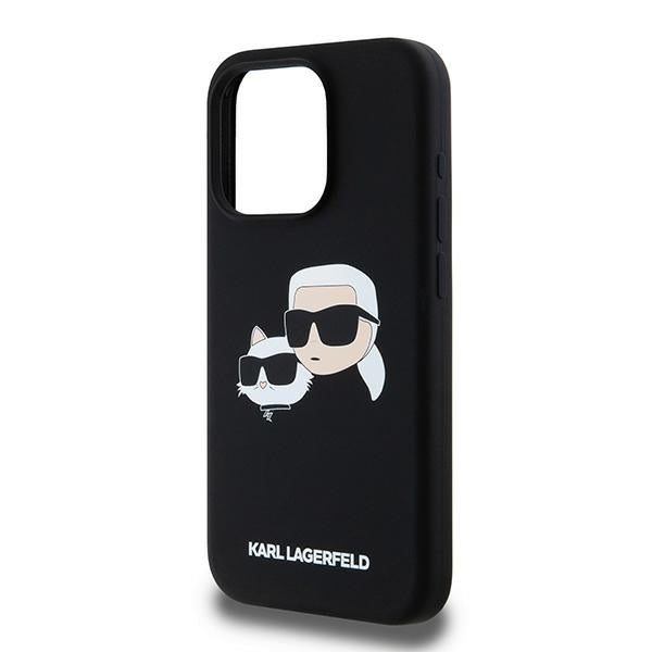 MagSafe hoesje voor Apple iPhone 15 Pro Max, Karl Lagerfeld, Silicone Karl & Choupette, Zwart