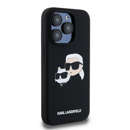 MagSafe hoesje voor Apple iPhone 15 Pro Max, Karl Lagerfeld, Silicone Karl & Choupette, Zwart