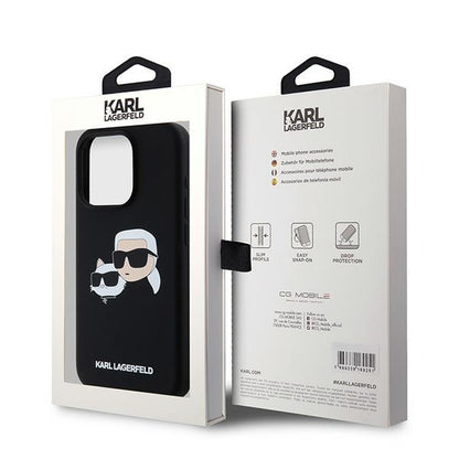 MagSafe hoesje voor Apple iPhone 15 Pro Max, Karl Lagerfeld, Silicone Karl & Choupette, Zwart