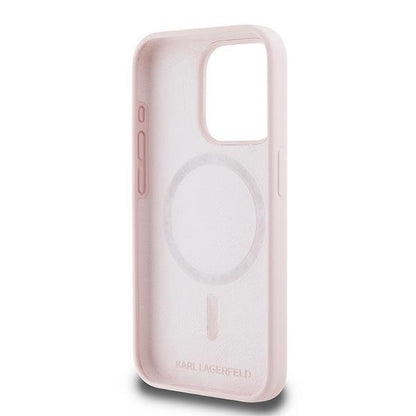 MagSafe hoesje voor Apple iPhone 15 Pro Max, Karl Lagerfeld, Silicone Karl & Choupette, Roze