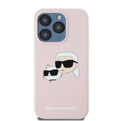 MagSafe hoesje voor Apple iPhone 15 Pro Max, Karl Lagerfeld, Silicone Karl & Choupette, Roze