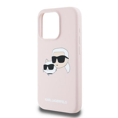 MagSafe hoesje voor Apple iPhone 15 Pro Max, Karl Lagerfeld, Silicone Karl & Choupette, Roze