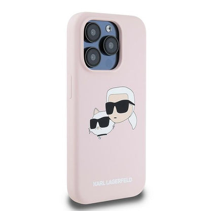 MagSafe hoesje voor Apple iPhone 15 Pro Max, Karl Lagerfeld, Silicone Karl & Choupette, Roze