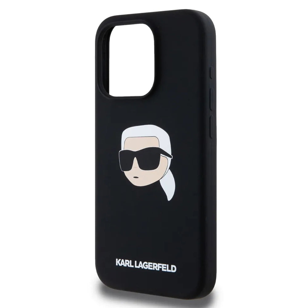MagSafe hoesje voor Apple iPhone 15 Pro Max, Karl Lagerfeld, Silicone Karl's Head, Zwart