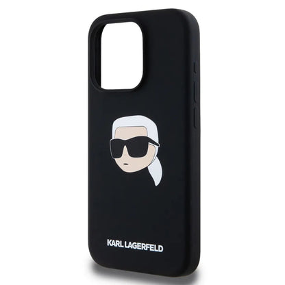 MagSafe hoesje voor Apple iPhone 15 Pro Max, Karl Lagerfeld, Silicone Karl's Head, Zwart