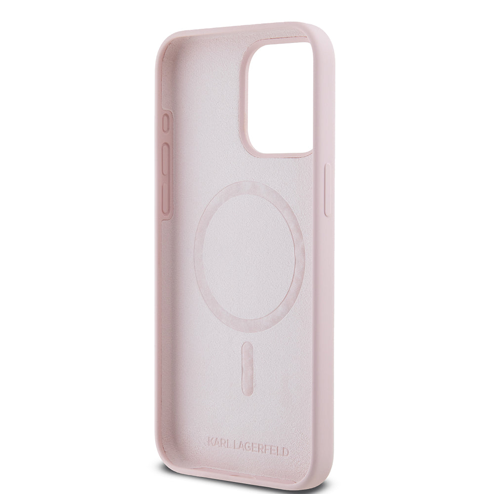 MagSafe hoesje voor Apple iPhone 15 Pro Max, Karl Lagerfeld, Silicone Ring Karl & Choupette, Roze