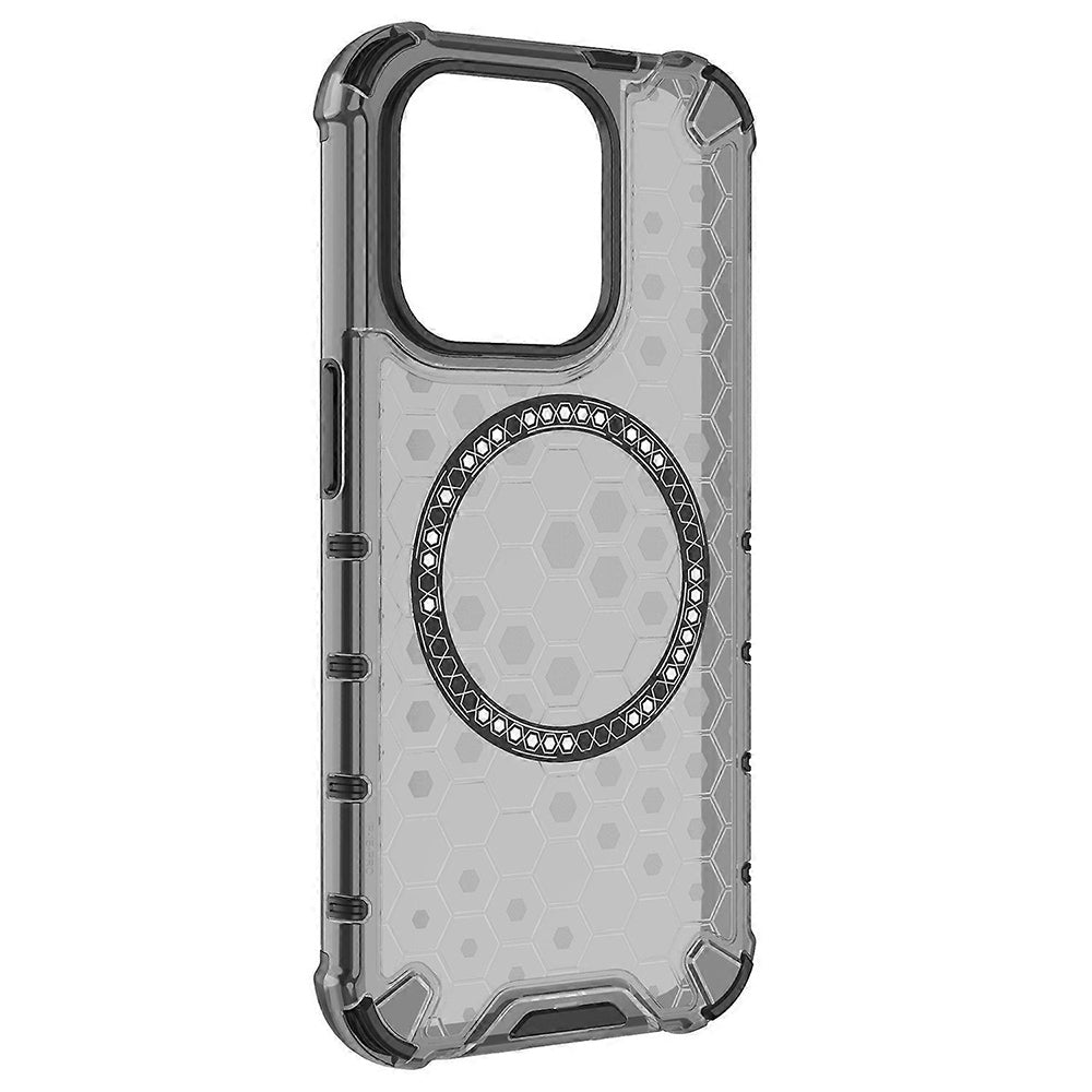 MagSafe-Hülle für Apple iPhone 15 Pro Max, Techsuit, HoneyComb Shield, Schwarz