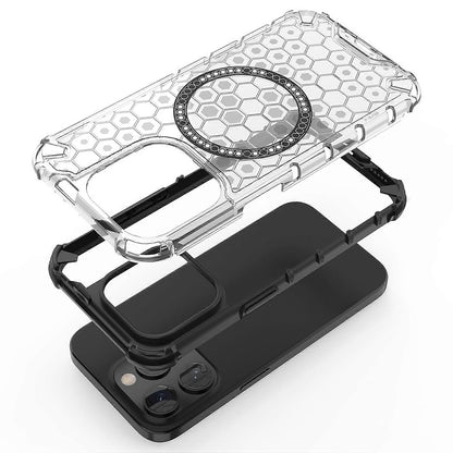 MagSafe-Hülle für Apple iPhone 15 Pro Max, Techsuit, HoneyComb Shield, Schwarz