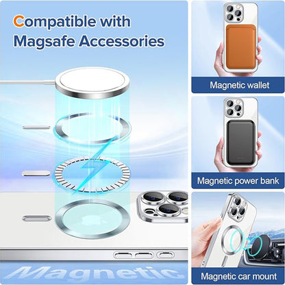 Coque MagSafe pour Apple iPhone 15 Pro Max, Techsuit, Luxury Crystal, Argentée