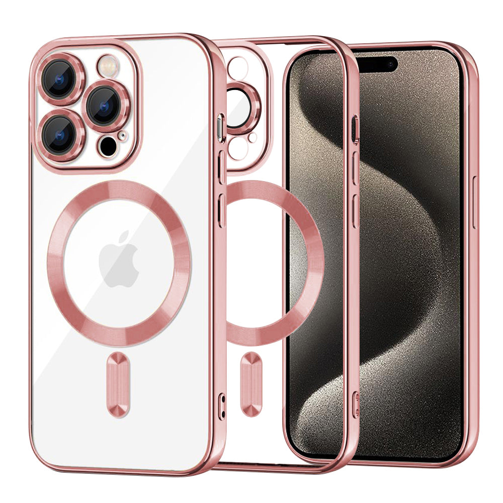 Coque MagSafe pour Apple iPhone 15 Pro Max, Techsuit, Luxury Crystal, Rose