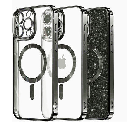 Coque MagSafe pour Apple iPhone 15 Pro Max, Techsuit, Luxury Glitter, Noire