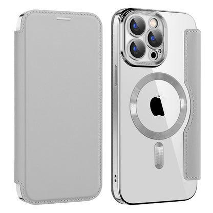 Coque MagSafe pour Apple iPhone 15 Pro Max, Techsuit, SmartMag Book, Gris