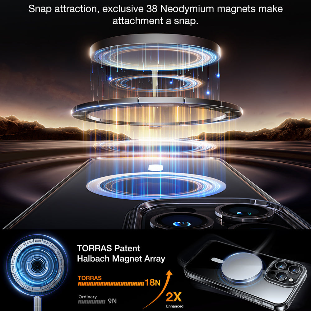 Coque MagSafe pour Apple iPhone 15 Pro Max, Torras, Diamond, Transparente