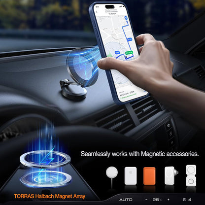 Coque MagSafe pour Apple iPhone 15 Pro Max, Torras, Pstand, Bleu Marine