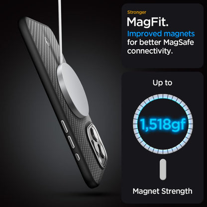 MagSafe hoes voor Apple iPhone 15 Pro, Spigen, Enzo Aramid, Matzwart
