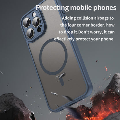 Coque MagSafe pour Apple iPhone 15 Pro, Techsuit, HaloFrost II, Bleu marine