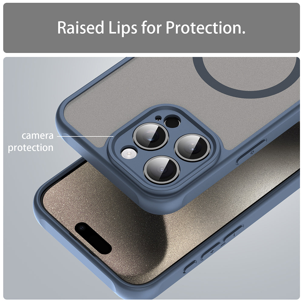 Coque MagSafe pour Apple iPhone 15 Pro, Techsuit, HaloFrost II, Bleu marine