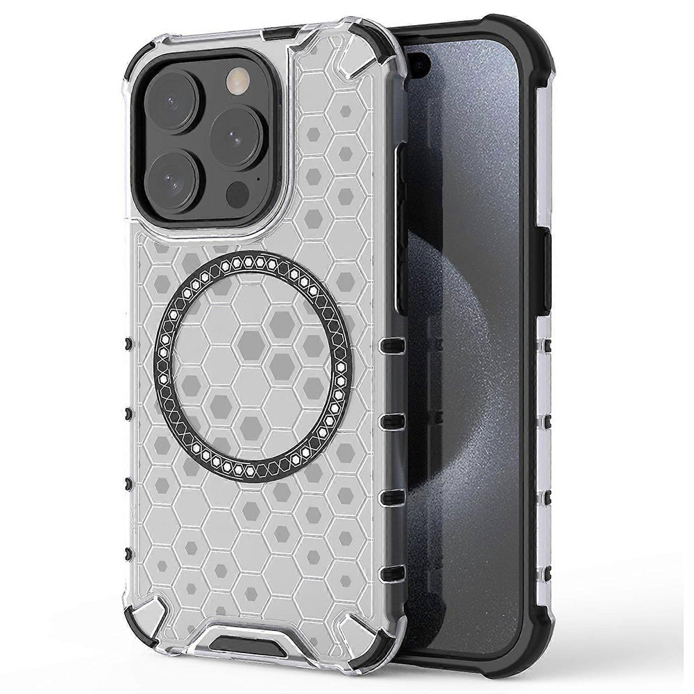 MagSafe-hoes voor Apple iPhone 15 Pro, Techsuit, HoneyComb Shield, Wit