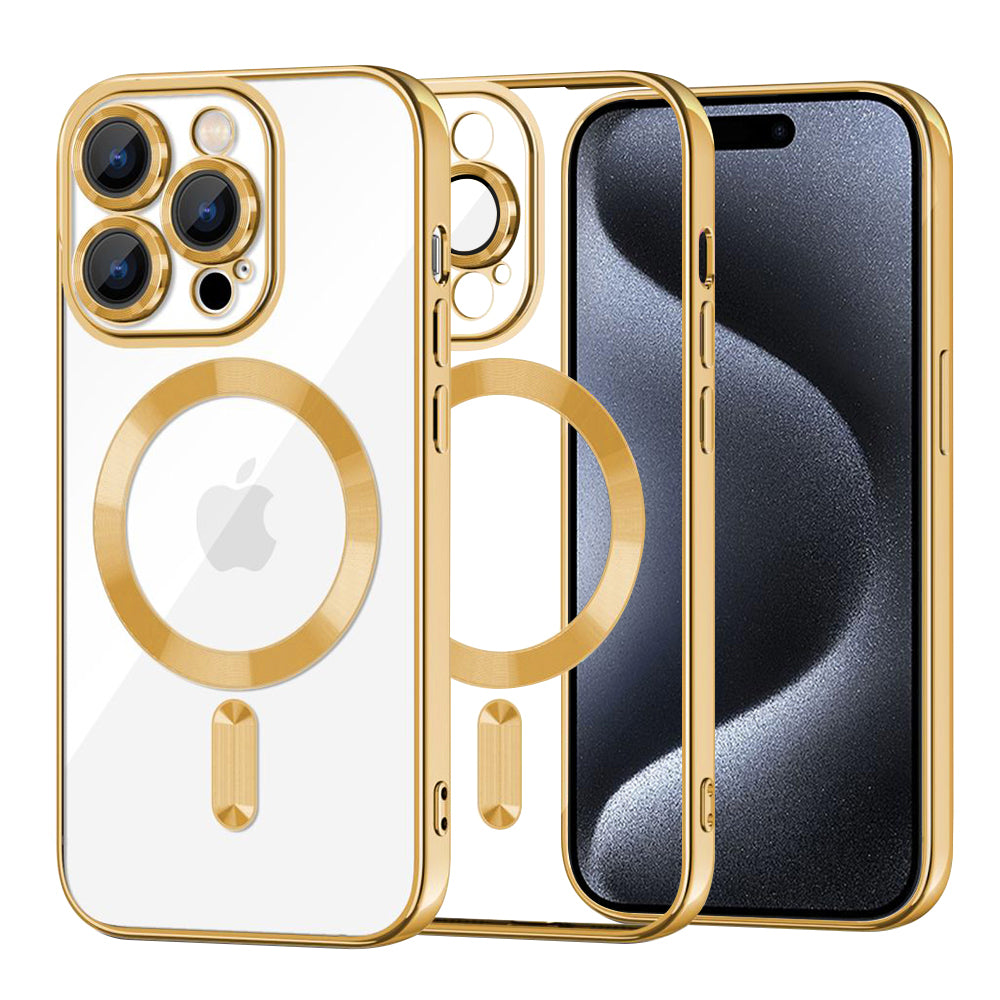MagSafe-Hülle für Apple iPhone 15 Pro, Techsuit, Luxury Crystal, Gold