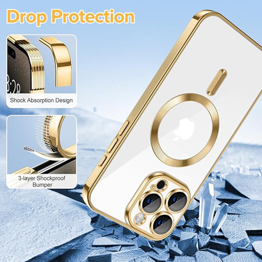 MagSafe-Hülle für Apple iPhone 15 Pro, Techsuit, Luxury Crystal, Gold