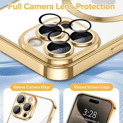 MagSafe-Hülle für Apple iPhone 15 Pro, Techsuit, Luxury Crystal, Gold