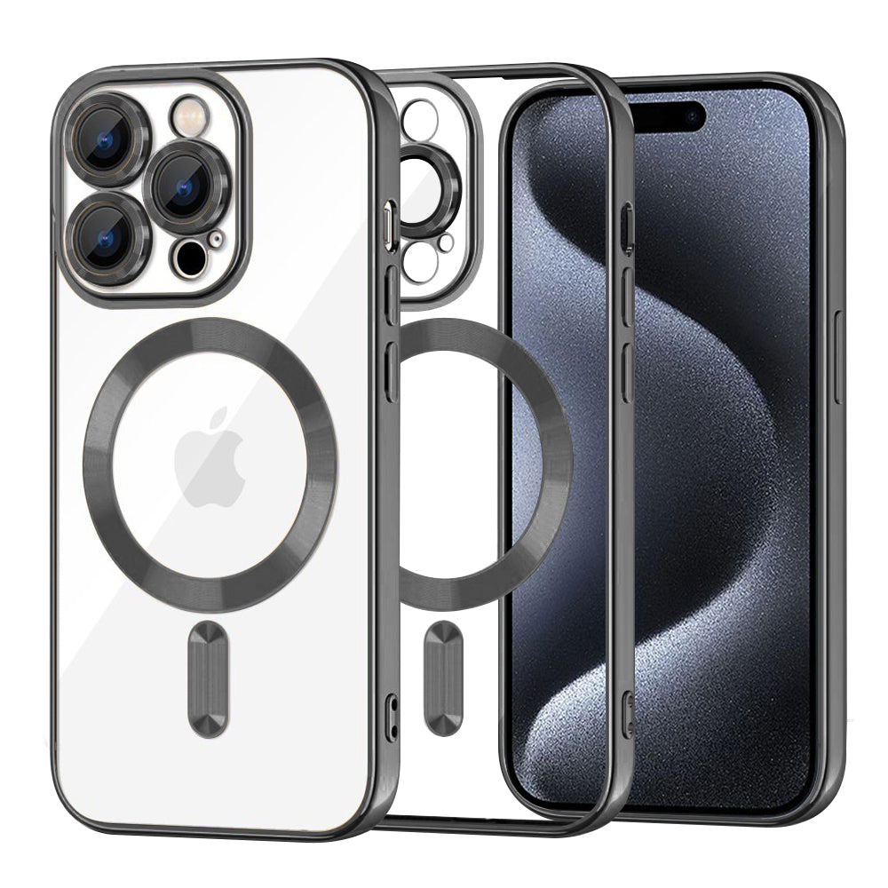 Coque MagSafe pour Apple iPhone 15 Pro, Techsuit, Luxury Crystal, Noire