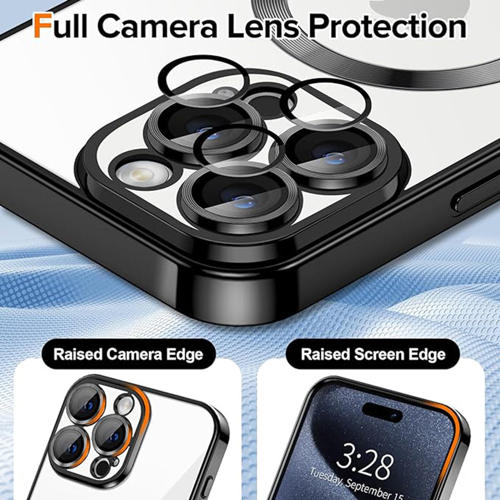 Coque MagSafe pour Apple iPhone 15 Pro, Techsuit, Luxury Crystal, Noire
