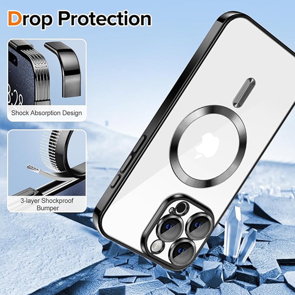 Coque MagSafe pour Apple iPhone 15 Pro, Techsuit, Luxury Crystal, Noire