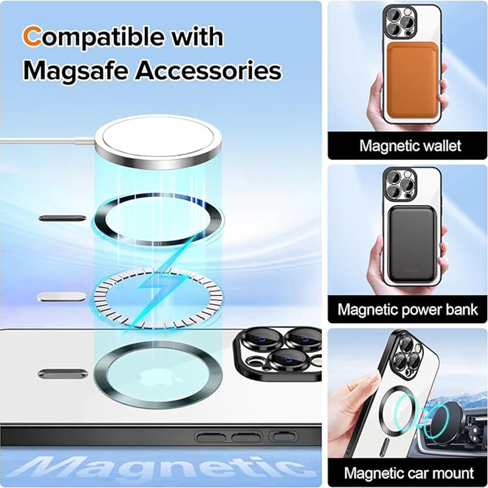 Coque MagSafe pour Apple iPhone 15 Pro, Techsuit, Luxury Crystal, Noire