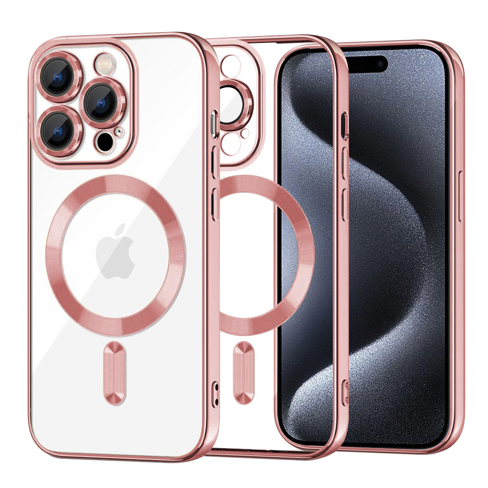 MagSafe-Hülle für Apple iPhone 15 Pro, Techsuit, Luxury Crystal, Rosa
