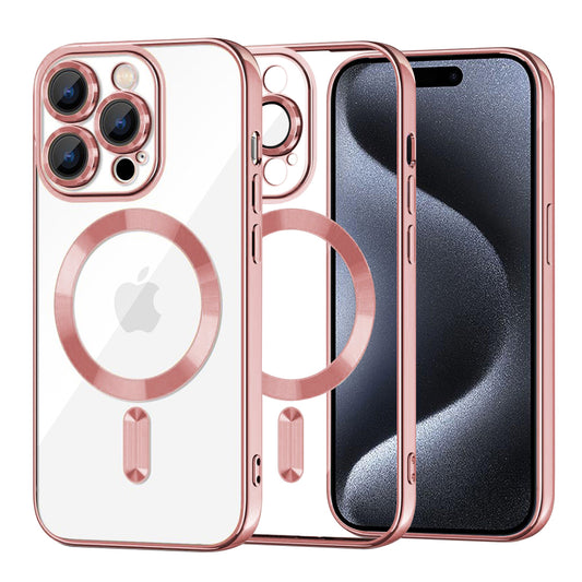 MagSafe-hoes voor Apple iPhone 15 Pro, Techsuit, Luxury Crystal, Roze
