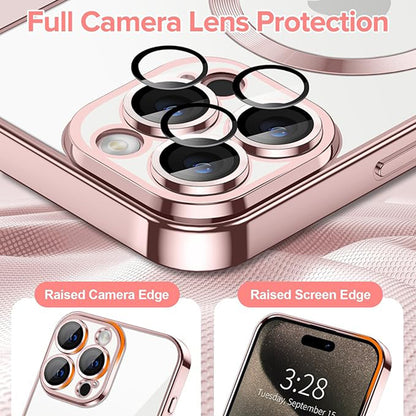 MagSafe-Hülle für Apple iPhone 15 Pro, Techsuit, Luxury Crystal, Rosa