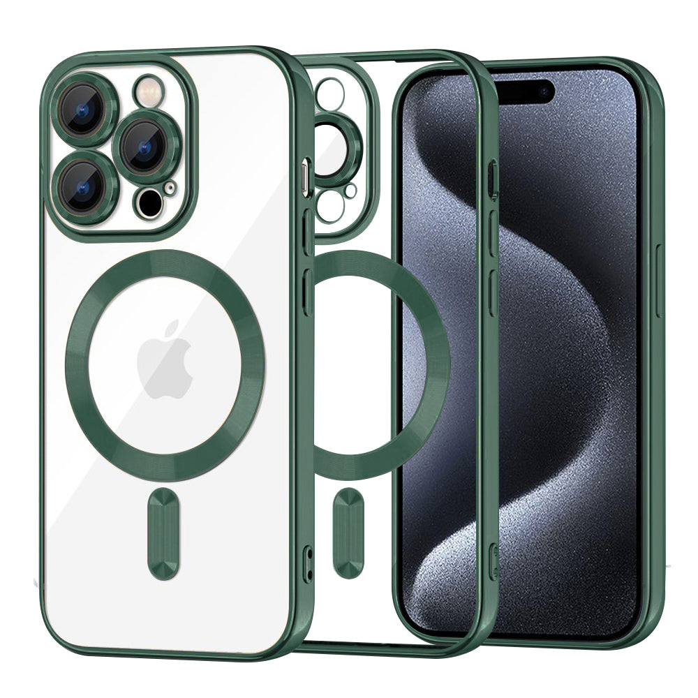 Coque MagSafe pour Apple iPhone 15 Pro, Techsuit, Luxury Crystal, Vert Foncé