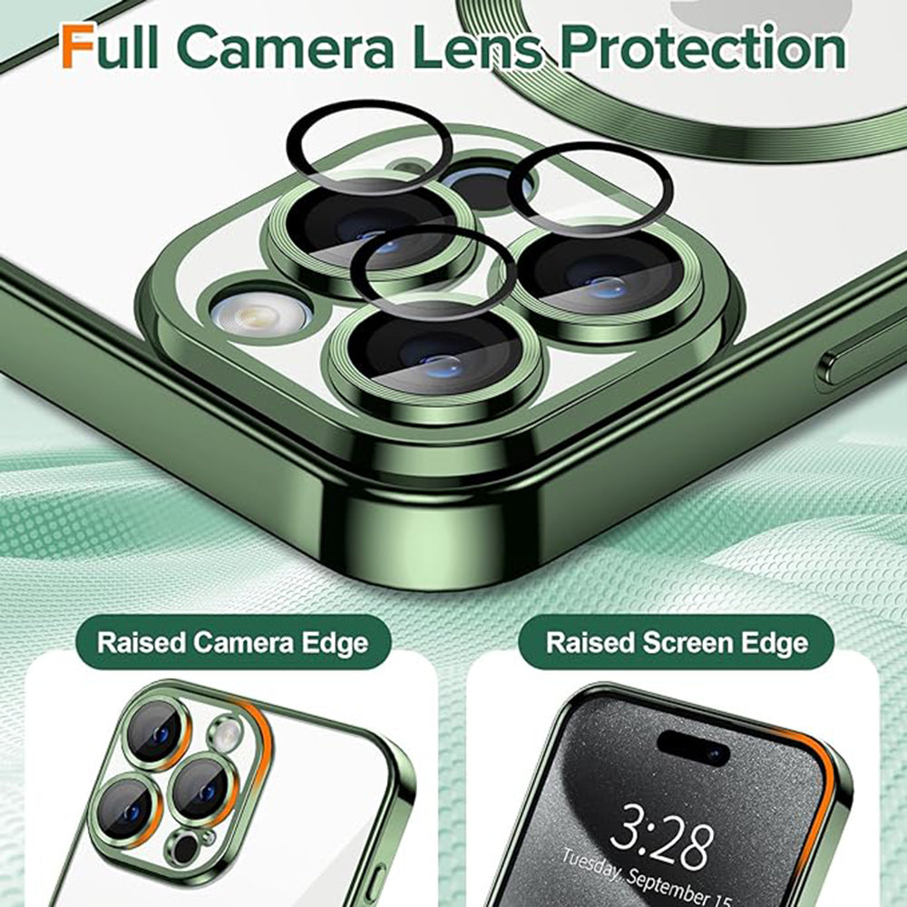 Coque MagSafe pour Apple iPhone 15 Pro, Techsuit, Luxury Crystal, Vert Foncé
