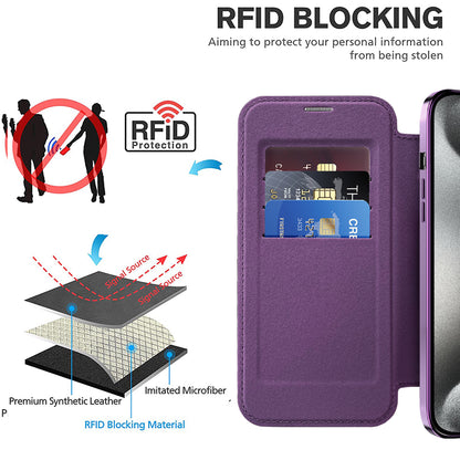 Coque MagSafe pour Apple iPhone 15 Pro, Techsuit, SmartMag Book, Violet