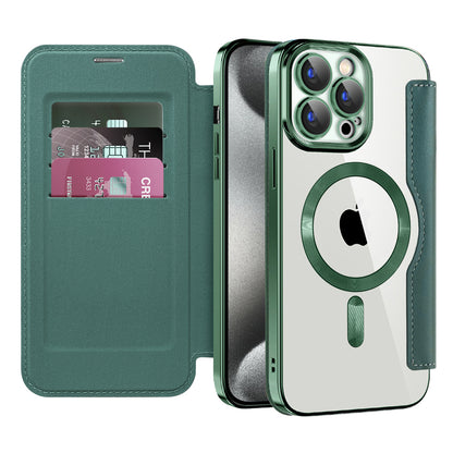 MagSafe-Hülle für Apple iPhone 15 Pro, Techsuit, SmartMag Book, Grün