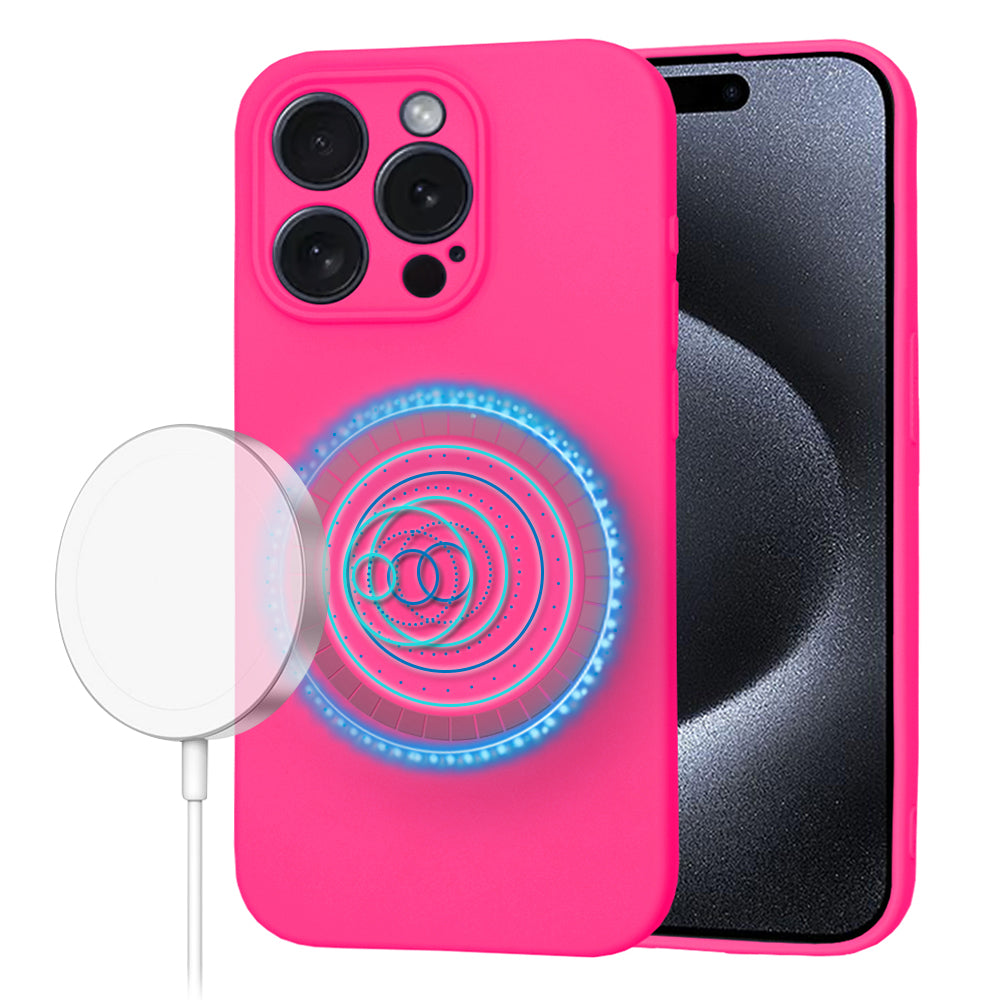 Coque MagSafe pour Apple iPhone 15 Pro, Techsuit, SoftFlex, Rose Foncé