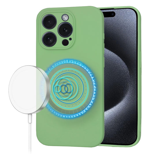 Coque MagSafe pour Apple iPhone 15 Pro, Techsuit, SoftFlex, Vert Clair