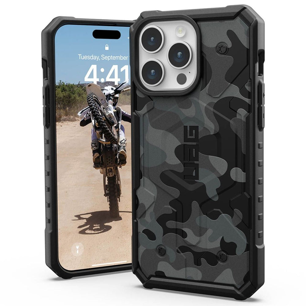 MagSafe-Hülle für Apple iPhone 15 Pro, Urban Armor Gear, Pathfinder SE Midnight Camo, Tarnmuster
