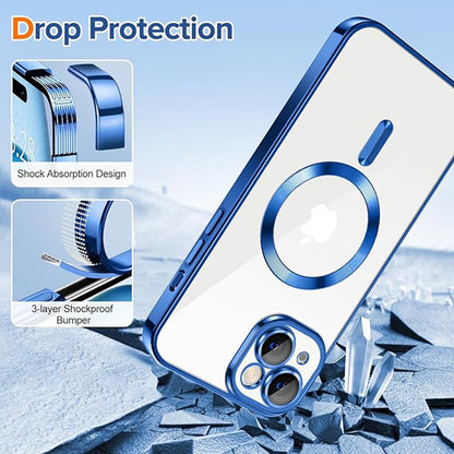 Coque MagSafe pour Apple iPhone 15, Techsuit, Luxury Crystal, Bleu Foncé