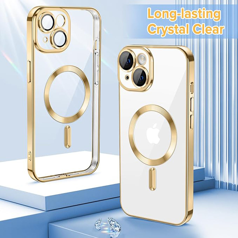 MagSafe-Hülle für Apple iPhone 15, Techsuit, Luxury Crystal, Gold