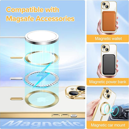 MagSafe-Hülle für Apple iPhone 15, Techsuit, Luxury Crystal, Gold