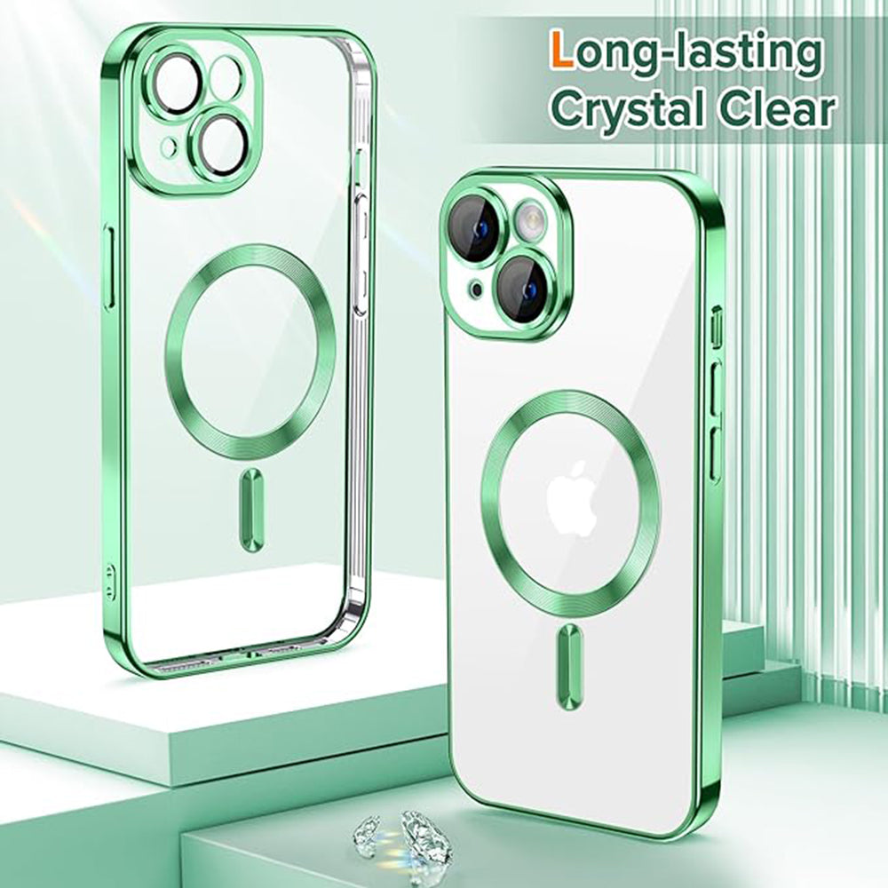Coque MagSafe pour Apple iPhone 15, Techsuit, Luxury Crystal, Vert Clair