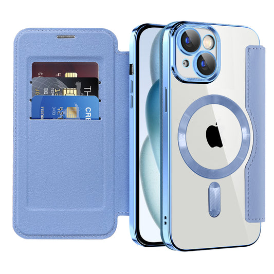MagSafe-hoes voor Apple iPhone 15, Techsuit, SmartMag Book, Blauw