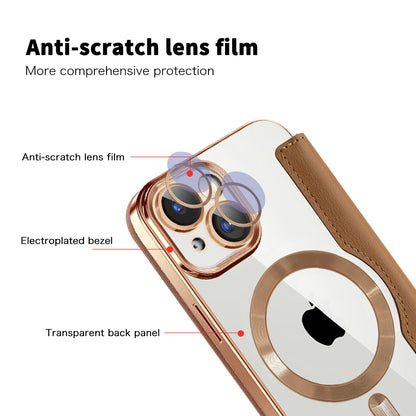 MagSafe Case for Apple iPhone 15, Techsuit, SmartMag Book, Brown
