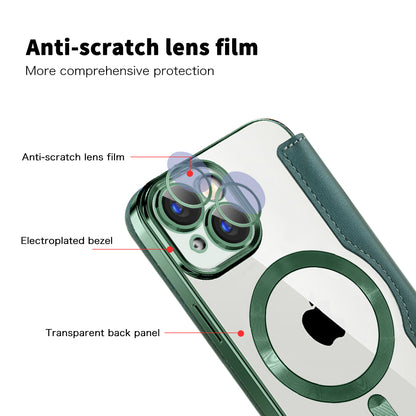 MagSafe Case for Apple iPhone 15, Techsuit, SmartMag Book, Green