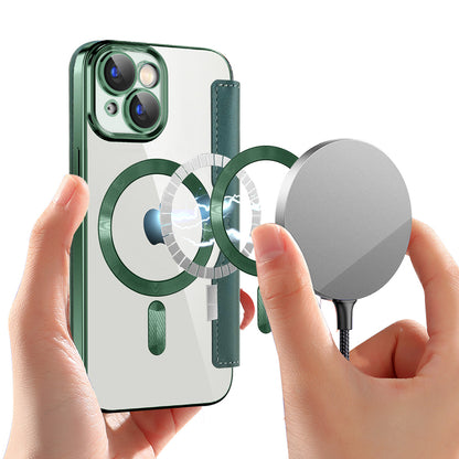MagSafe Case for Apple iPhone 15, Techsuit, SmartMag Book, Green