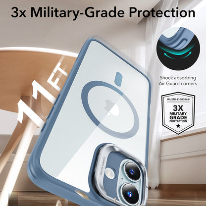 Coque MagSafe pour Apple iPhone 16, ESR, Classic Hybrid Kickstand, Bleu Transparent
